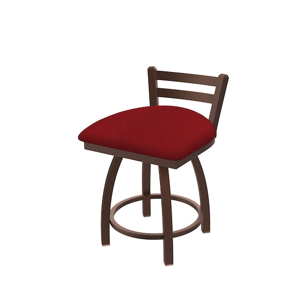 18" Low Back Swivel Vanity Stool, Bronze Finish, Graph Ruby Seat